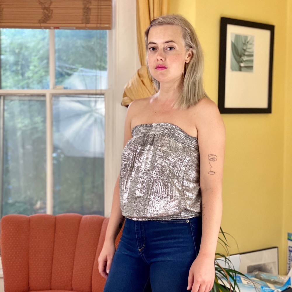 Anthropologie Shimmer Tube Top XS